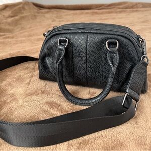 Elegant Black Faux Leather Small Handbag